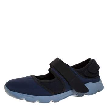 Pre Owned Marni Blue Fabric And Mesh Velcro Strap Sneakers Size 43
