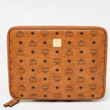 Pre Owned MCM Cognac Visetos Coated Canvas 13" iPad Case