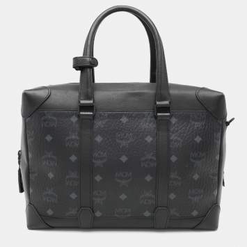 Pre Owned MCM Black Visetos Coated Canvas and Leather Medium Soft Berlin Tote