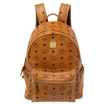 Pre Owned MCM Cognac Visetos Coated Canvas Medium Stark Backpack