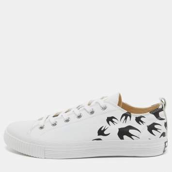 Pre Owned McQ by Alexander McQueen White Canvas Swallow Sneakers Size 44