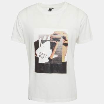 Pre Owned McQ by Alexander McQueen White Do Not McQ Graphic Jersey T-Shirt L