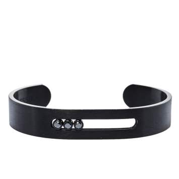 Pre Owned Messika Move Black Diamond Titanium Open Cuff Bracelet M