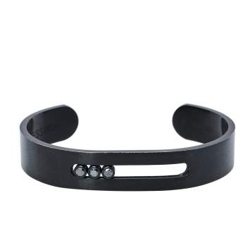 Pre Owned Messika Move Black Diamond Titanium Open Cuff Bracelet S