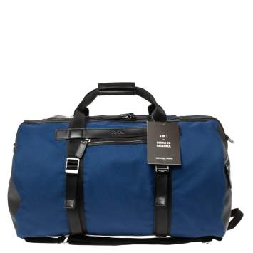 Pre Owned Michael Kors Sapphire Blue Nylon and Leather Kent Sport Convertible Backpack to Duffle Bag
