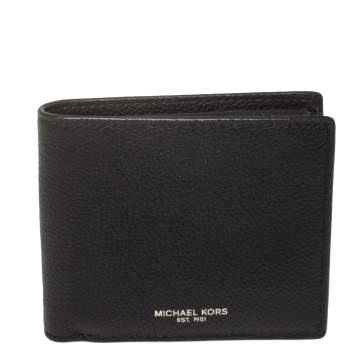 Pre Owned Michael Kors Black Leather Andy Bifold Wallet 