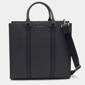 Pre Owned Michael Kors Black Signature Coated Canvas Cooper Business Tote