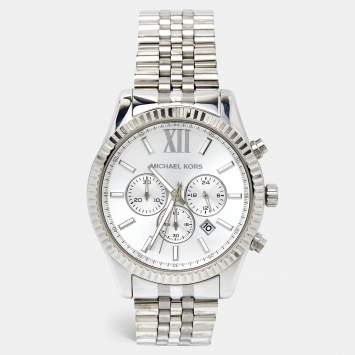Pre Owned Michael Kors Silver Stainless Steel Lexington MK8405 Men's  Wristwatch 45 mm 