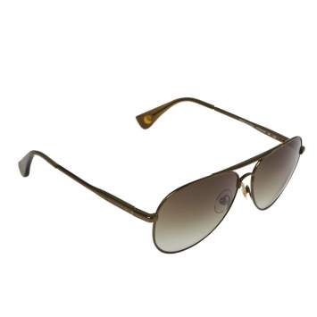 Pre Owned Michael Kors Bronze Tone Titanium / Green Gradient MKS720 Aviator Sunglasses