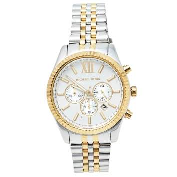 Pre Owned Michael Kors Silver Two-Tone Stainless Steel Oversized Lexington MK8344 Men's Wristwatch 45 mm
