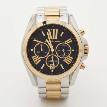 Pre Owned Michael Kors Blue Two Tone Stainless Steel Bradshaw MK5976 Men's Wristwatch 43 mm