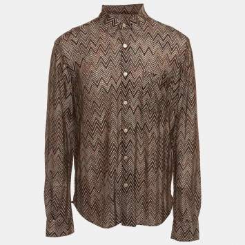 Pre Owned Missoni Multicolour Zig-Zag Knit Long Sleeve Shirt L