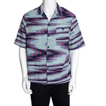 Pre Owned Missoni Limited Edition Multicolor Striped Knit Camp Collar Shirt S