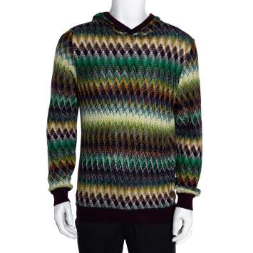 Pre Owned Missoni Multicolor Cotton & Wool Blend Hooded Sweater L