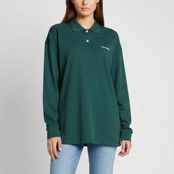 Pre Owned  Miu Miu Green Cotton Pique Long Sleeve Polo T-Shirt L 