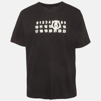 مملوكة مسبقًا MM6 Maison Margiela Black Logo Graphic Jersey T-Shirt XL   