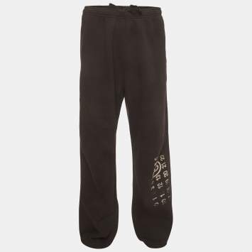 Pre Owned MM6 Maison Margiela Black Logo Graphic Cotton Knit Sweatpants XL