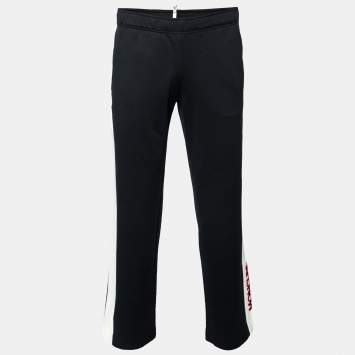 Pre Owned Moncler Grenoble Black Jersey Contrast Trimmed Sweatpants S