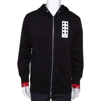 Pre Owned Moncler X Palm Angels Black Knit Make It Rain Zip Up Hoodie M