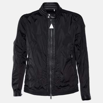 Pre Owned Moncler Black Nylon Daquin Zip Up Jacket L