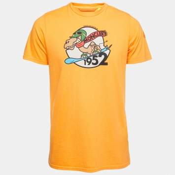 Pre Owned Moncler Genius Orange 1952 Sand Board Print Cotton T-Shirt L