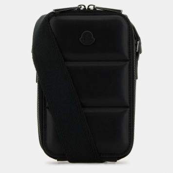 Pre Owned Moncler Black Leather Vertical Crossbody Bag