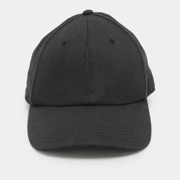Moncler Black Cotton Logo Baseball Cap