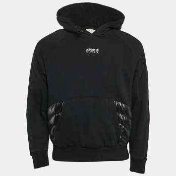 Moncler x Adidas Black Cotton Knit Puffer Trim Hoodie XS 