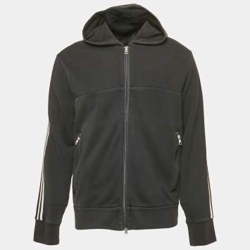 Pre Owned Moncler Black Jersey Zip-Up Hooded Jacket XL