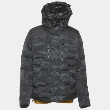 مملوكة مسبقًا Moncler Grey Synthetic Grenoble Rodenberg Down Jacket XL