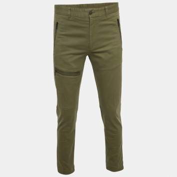 Pre Owned Moncler Green Gabardine Cargo Pants S