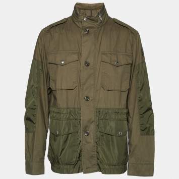 مملوكة مسبقًا Moncler Green Cotton & Synthetic Concealed Hood Jacket XL