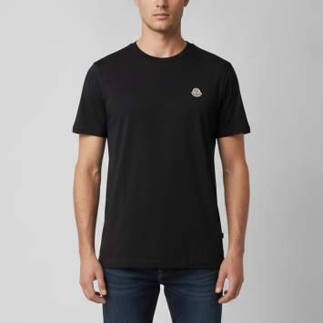 Pre Owned Moncler Navy Blue Logo Patch Jersey Crewneck T-Shirt XXL