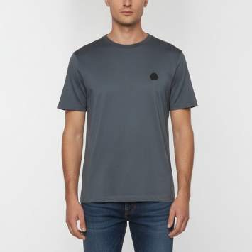 Pre Owned Moncler Teal Logo Patch Jersey Crewneck T-Shirt L