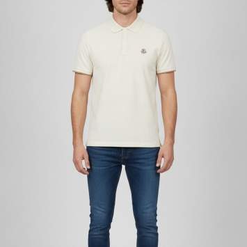 مملوكة مسبقًا Moncler Cream Cotton Pique Short Sleeve Polo T-Shirt XL