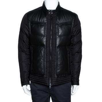 Pre Owned Moncler Black Down Quilted Allemand Jacket XL