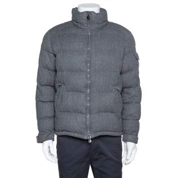 Pre Owned Moncler Grey Wool Puffer Jacket XXL