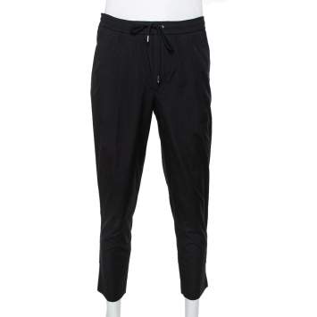 Pre Owned Moncler Black Cotton Drawstring Detail Pants XL