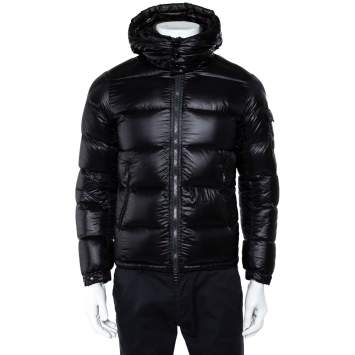Pre Owned Moncler Black Quilted Synthetic Hooded Zin Jacket XS
