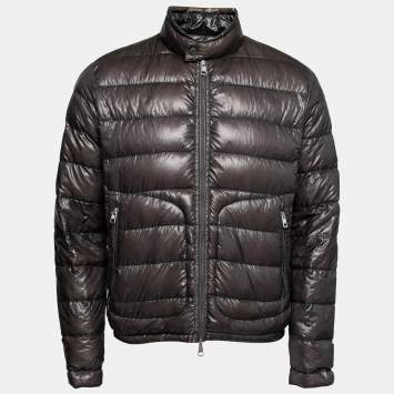 Pre Owned Moncler Grey Quilted Synthetic Zip Front Jacket M