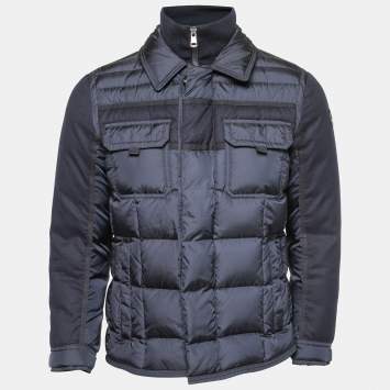Pre Owned Moncler Navy Blue Synthetic Down Puffer Jacket M