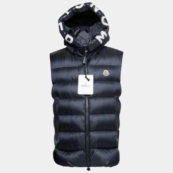 Pre Owned Moncler Navy Blue Synthetic Montreuil Down Puffer Vest XL
