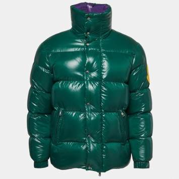 Pre Owned Moncler Green Synthetic Puffer Down Jacket S