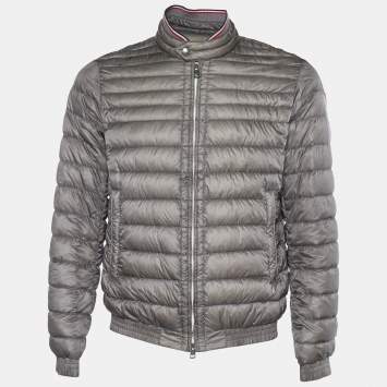 Pre Owned Moncler Dark Beige Synthetic Quilted Garin Jacket L