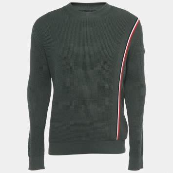 Pre Owned Moncler Green Waffle Knit Jumper L