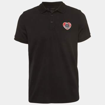 Pre Owned Moncler Black Cotton Logo-Patch Detail T-Shirt M
