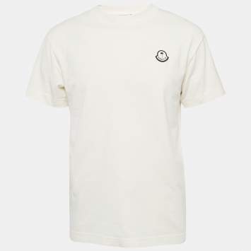 Pre Owned Moncler X Palm Angels Logo Print Cotton Knit Crewneck T-Shirt XS