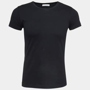 Pre Owned Moncler Black Cotton Short Sleeve T-Shirt M