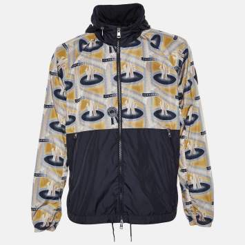 Pre Owned Moncler X Fergus Purcell Black Printed Nylon Octa Jacket XL