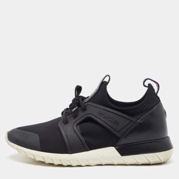 Moncler Black Neoprene and Rubber Emilien Lace Up Sneakers Size 41.5